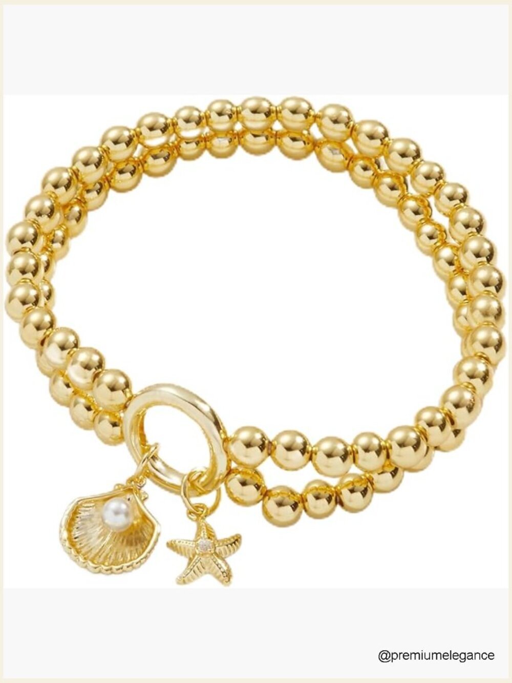 Double Stretch Bracelet with Shell & Starfish Charms